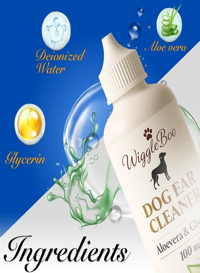 WiggleBoo منظف آذان الكلاب من ويغل بو | خلاصة الصبار والجلسرين | محلول للعناية والنظافة | يزيل الشمع والأوساخ والروائح الكريهة | يقلل الحكة، ويمنع الالتهابات، ويلطف الأذنين الحساسة | آمن للكلاب والقطط (100 مل) - Image 5